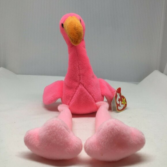 Ty Beanie Baby Pinky Flamingo Plush Stuffed Animal Retired W Tag Feb 13 1999 - Picture 2 of 9